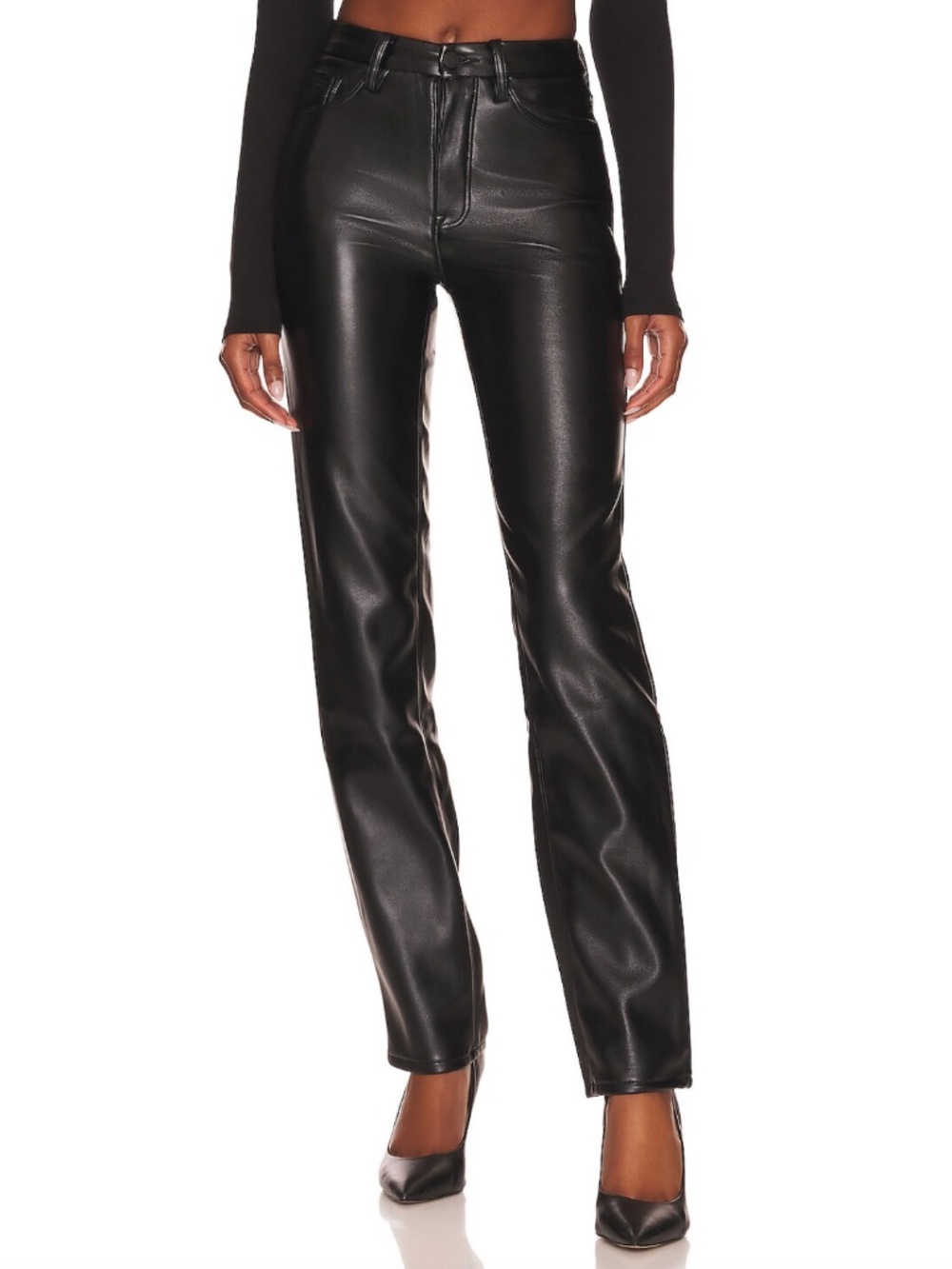 Good American Black Faux Leather Pants
